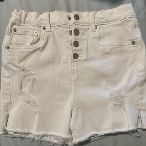 True Craft White Distressed Jean Shorts